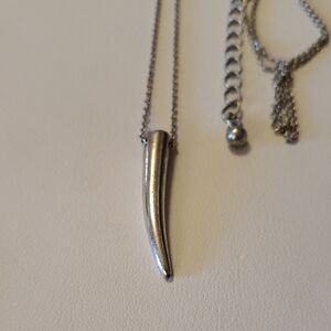 Silvertone Horn Necklace #4755